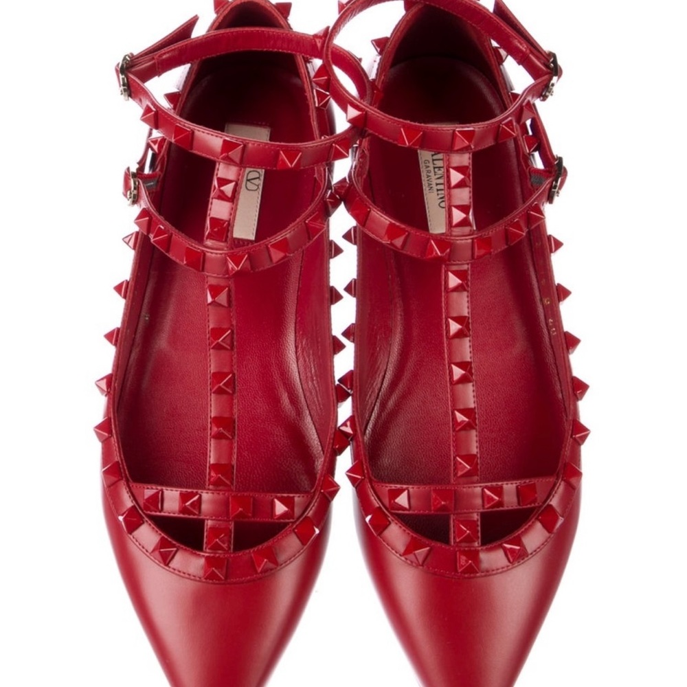 Valentino Red Rocktud Flats - Picture 5 of 10